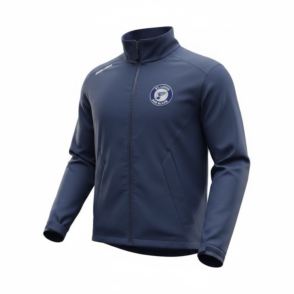 Bauer St. Louis AAA Blues Patch Blue Full Zip Jacket Long Sleeve Polyester S